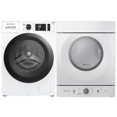 Conjunto Brastemp Lavadora de Roupas 11Kg BNF11AB+Secadora Suspensa 10Kg BSI10BB Branco 220V