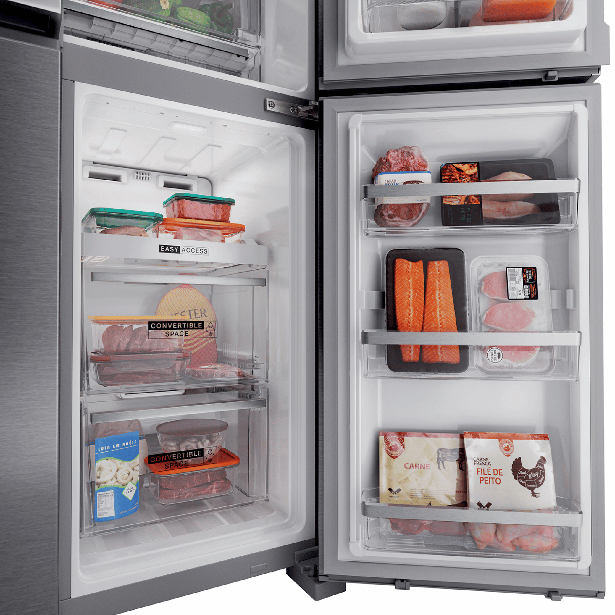 Refrigerador Brastemp 591L BRO90MK MultiDoor Inverter Água e Gelo na Porta Cor Inox 220V