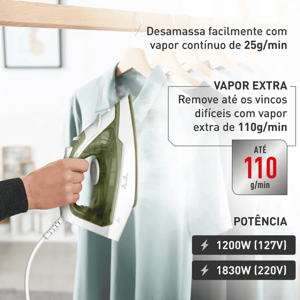 Ferro de Passar a Vapor Arno Ecogliss FEC2 Verde 220V