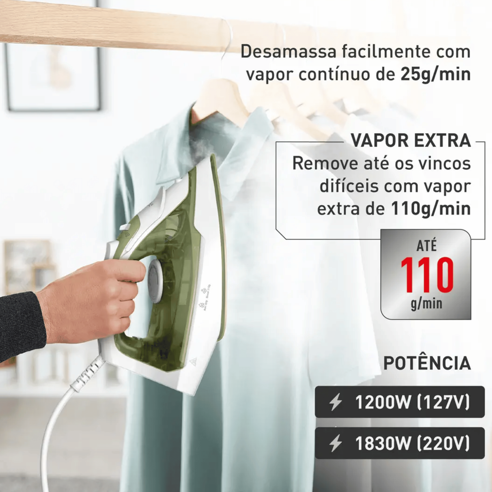 Ferro de Passar a Vapor Arno Ecogliss FEC2 Verde 220V