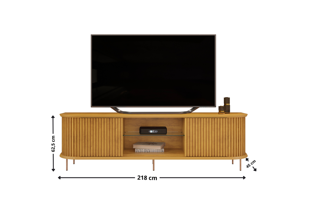 Rack Atlas 100% MDF DJ Móveis 218cm 2 Portas Cedro