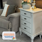 Mesa de Cabeceira Rústica Linz 60404 4 Gavetas Off White