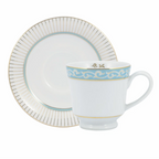 Aparelho de Jantar e Chá Schmidt 30 Peças Audrey 1ª Linha Branco com Azul