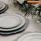 Aparelho de Jantar e Chá Schmidt 30 Peças Audrey 1ª Linha Branco com Azul