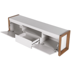 Rack Bristol Província 225cm 2 Portas 1 Gaveta Off White Fosco/Natural