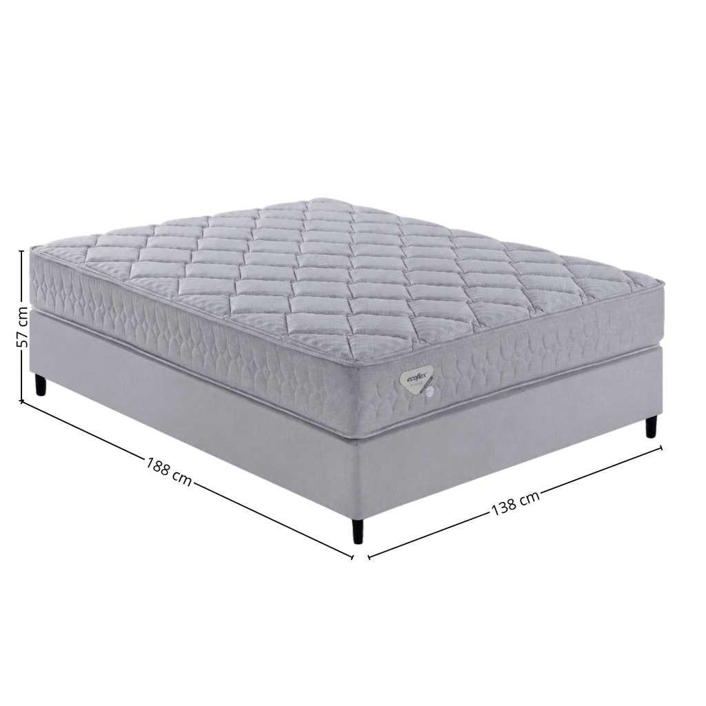 Conjunto Cama Box High Density II Casal Ecoflex 138x188x57cm Molas Superlastic Prata