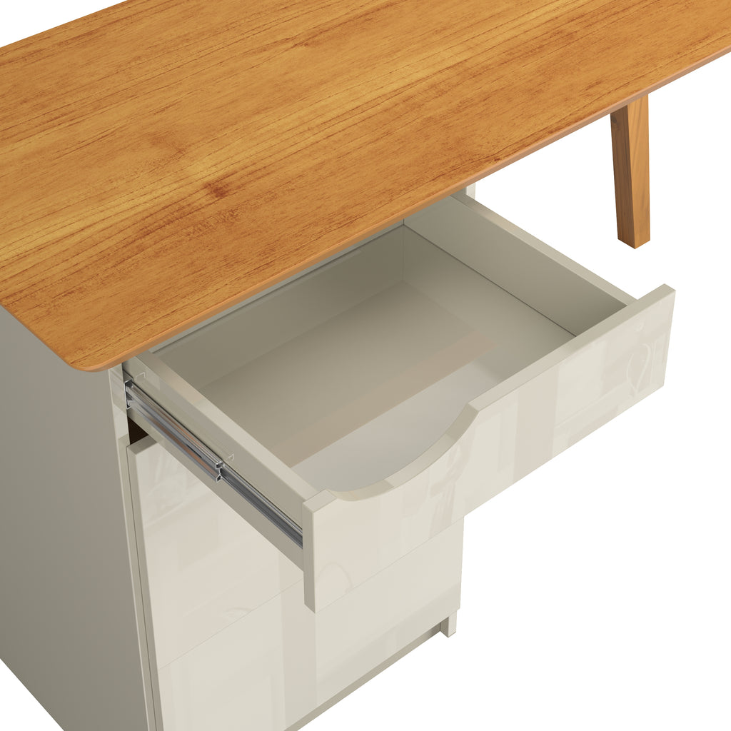 Escrivaninha Prism Patrimar 136cm 1 Porta e 1 Gaveta Off White e Cinamomo