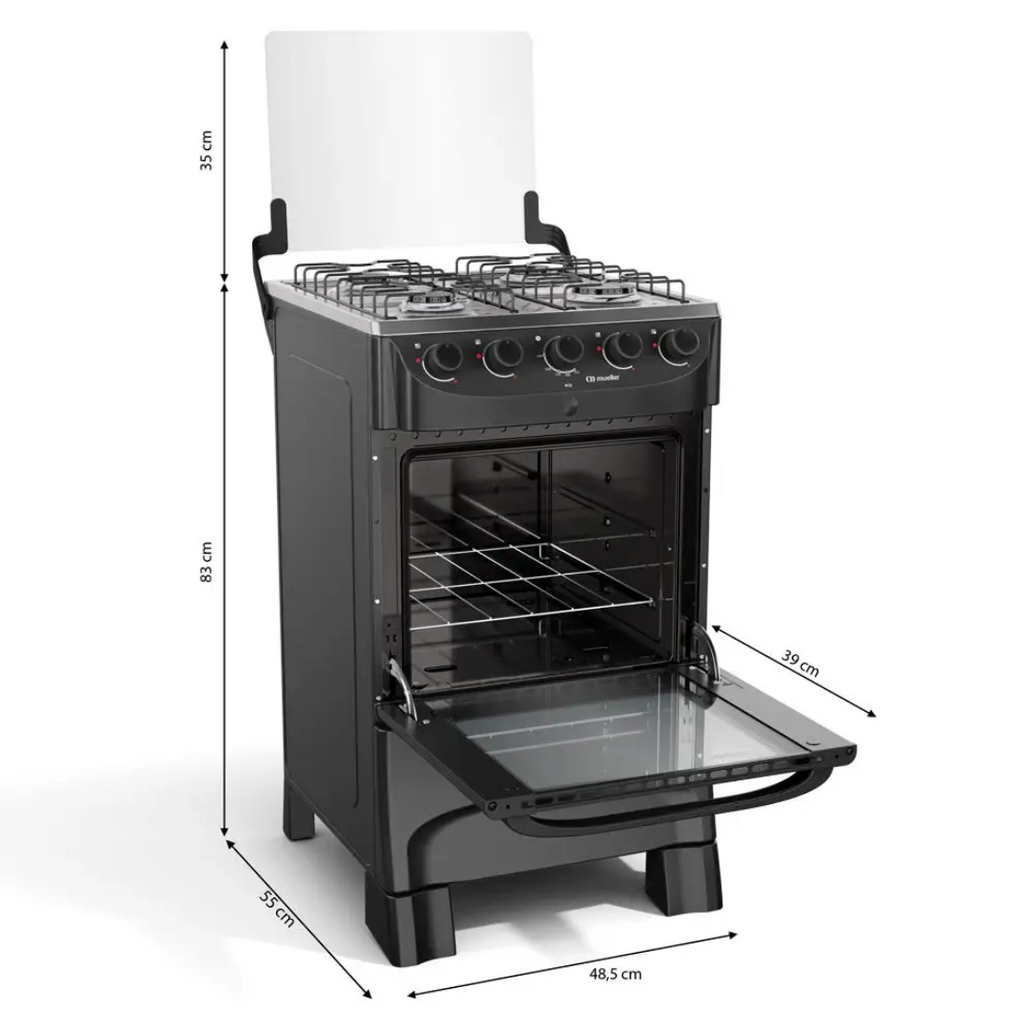Fogão 4 Bocas Mueller MFI4BB Acendimento Automático Preto Bivolt