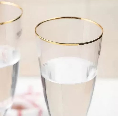 Jogo de 6 Taças para Champanhe com Borda Dourada Lines 300ml