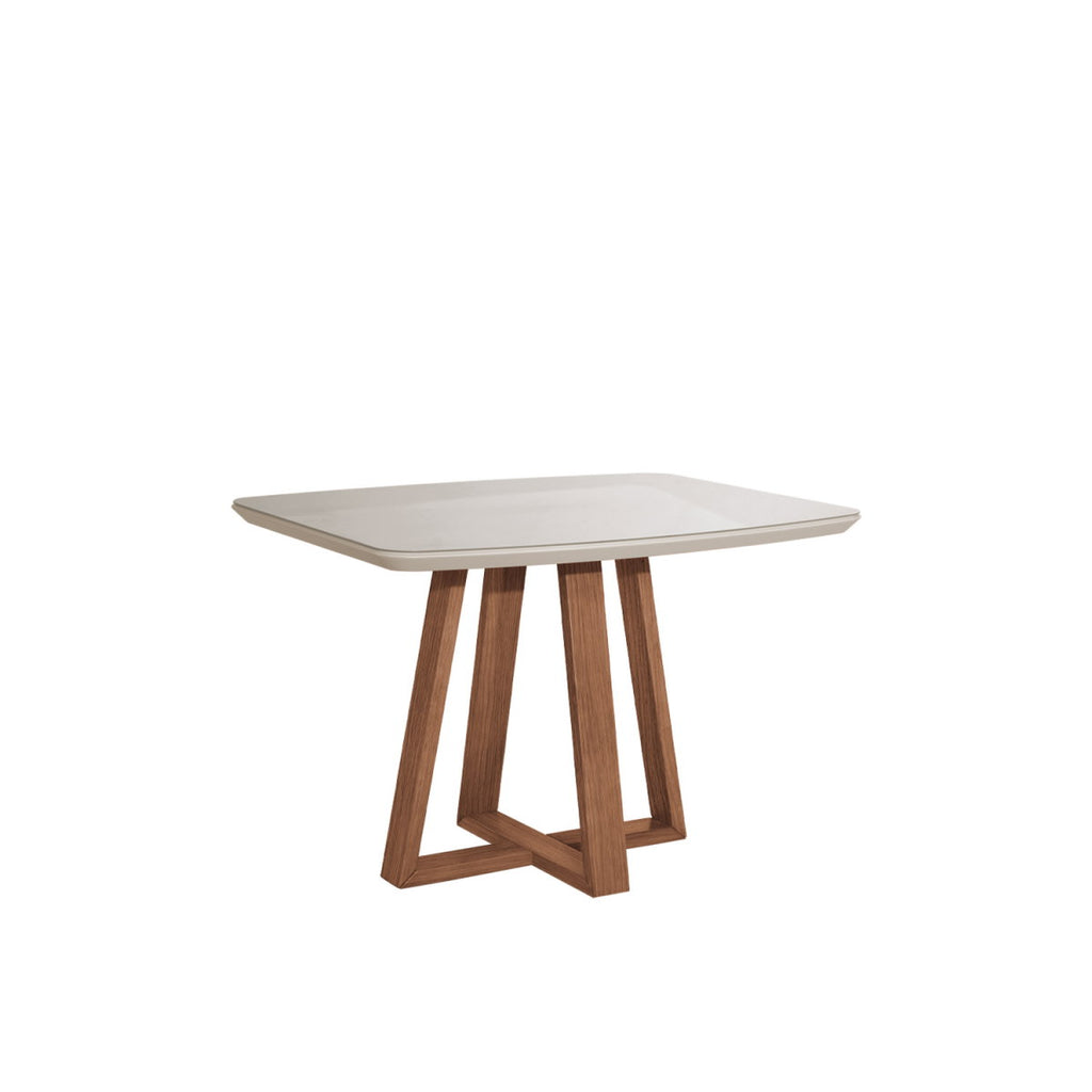 Mesa Retangular Bennett Província 115x90cm Natural Tampo com Vidro Off White