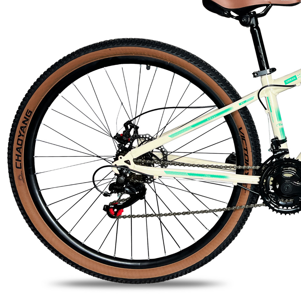 Bicicleta Colli Viena Aro 29 Freio a Disco 21 Velocidades com Cestinha Bege