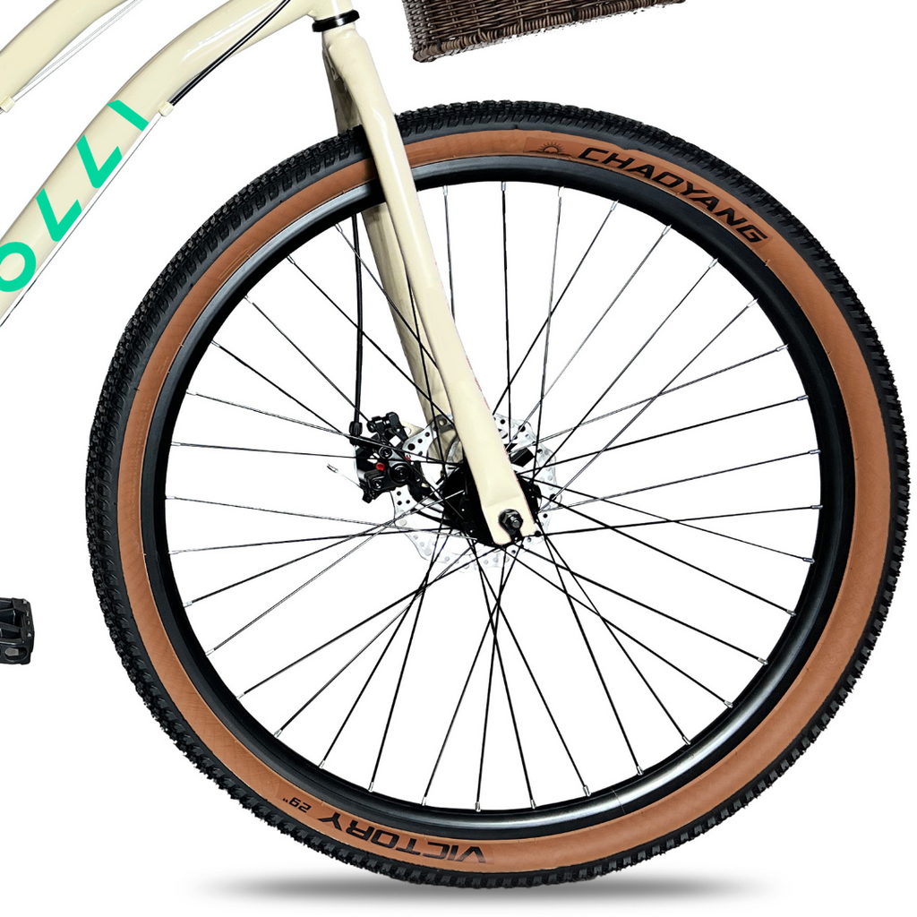 Bicicleta Colli Viena Aro 29 Freio a Disco 21 Velocidades com Cestinha Bege