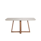 Mesa Retangular Bennett Província 160x90cm Natural Tampo com Vidro Off White