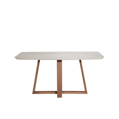 Mesa Retangular Bennett Província 160x90cm Natural Tampo com Vidro Off White