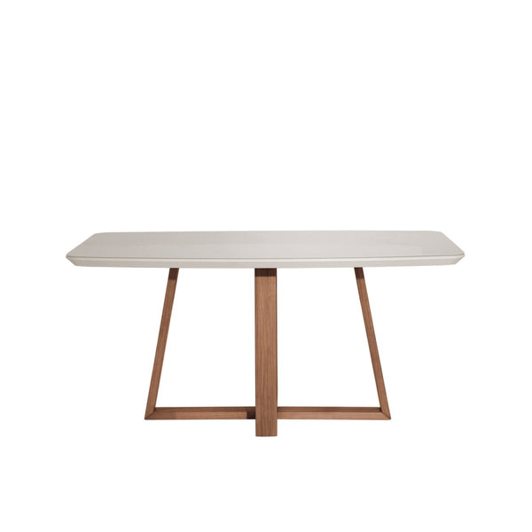 Mesa Retangular Bennett Província 160x90cm Natural Tampo com Vidro Off White