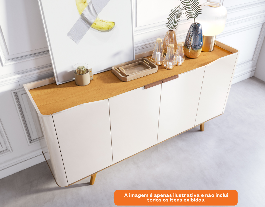 Balcão Buffet Arc Imcal 180cm Off White e Natural