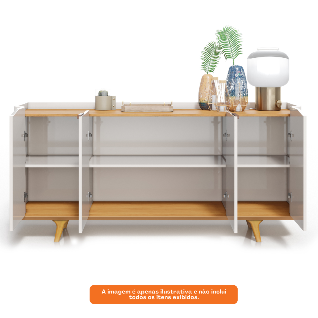Balcão Buffet Arc Imcal 180cm Off White e Natural