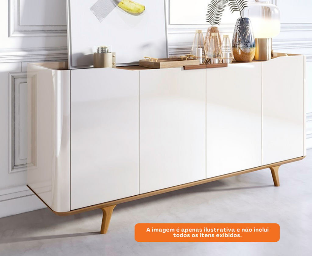 Balcão Buffet Arc Imcal 180cm Off White e Natural