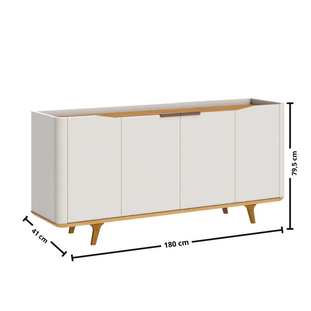 Balcão Buffet Arc Imcal 180cm Off White e Natural