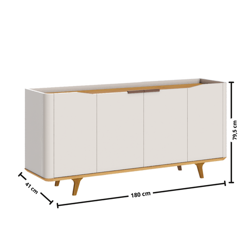 Balcão Buffet Arc Imcal 180cm Off White e Natural