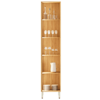 Cristaleira Plena Demóbile 48cm 1 Porta Reflecta com LED Cinamomo e Nude