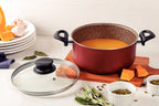 Panela Caçarola Tramontina Paris em Alumínio Starflon Max com Tampa de Vidro 28cm Vermelho