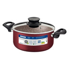 Panela Caçarola Tramontina Paris em Alumínio Starflon Max com Tampa de Vidro 28cm Vermelho