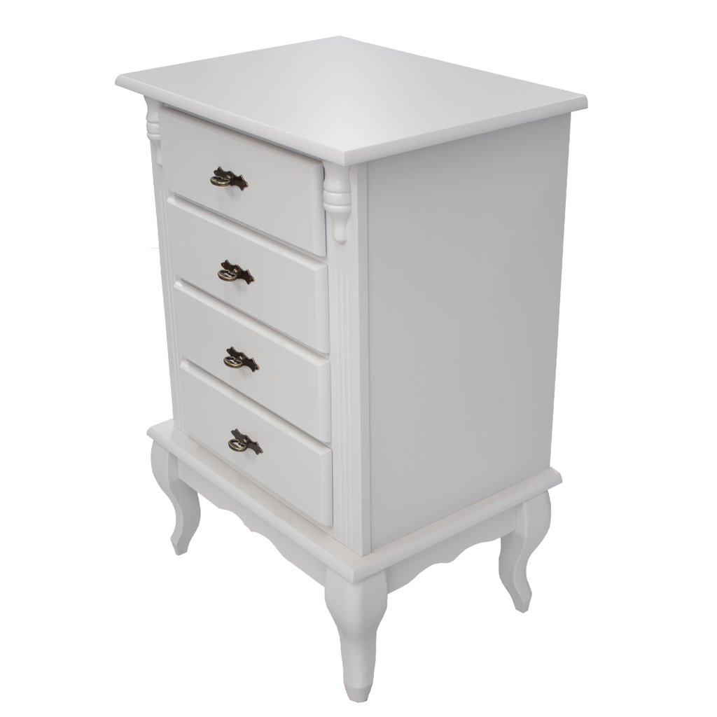Mesa de Cabeceira Rústica Linz 60404 4 Gavetas Off White