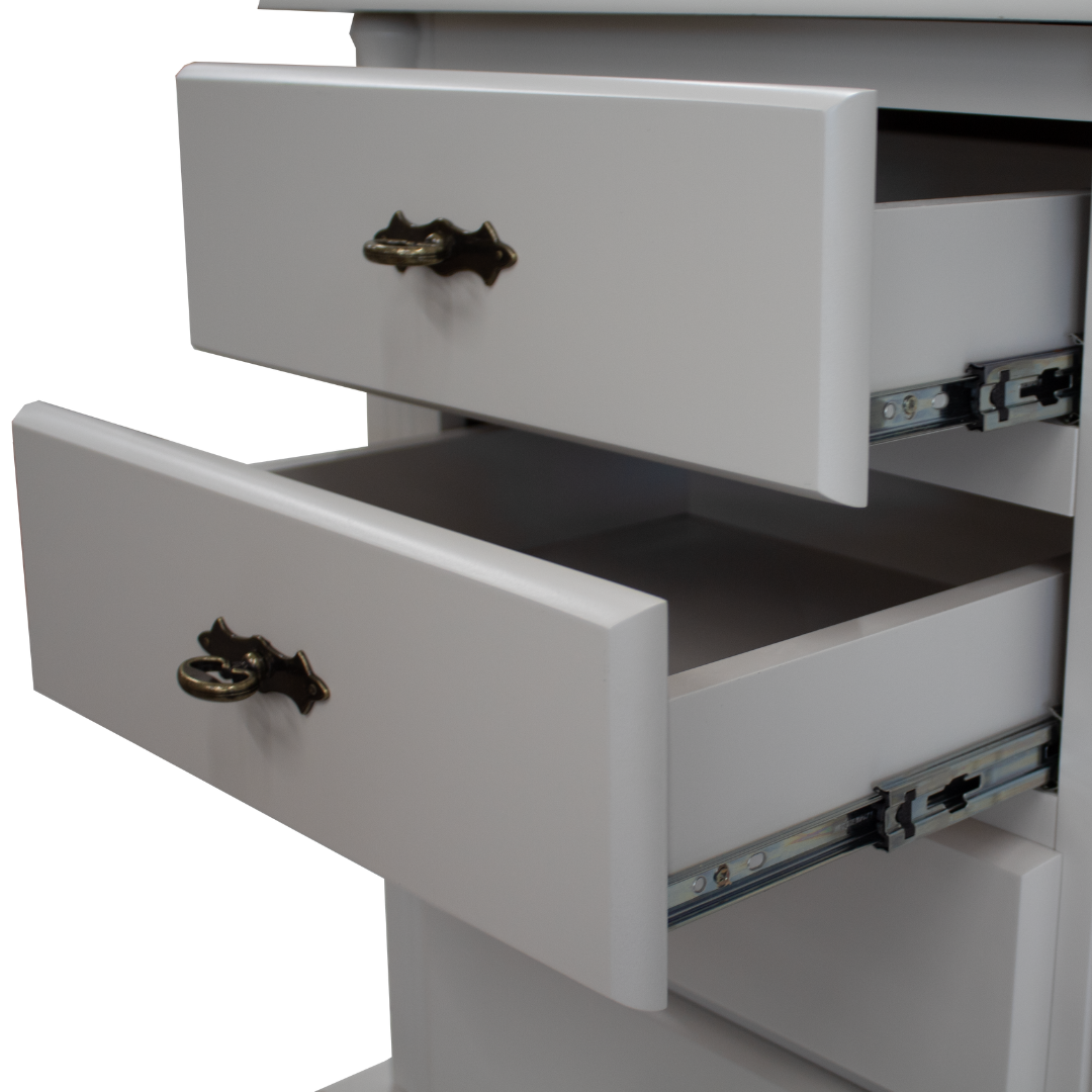 Mesa de Cabeceira Rústica Linz 60404 4 Gavetas Off White