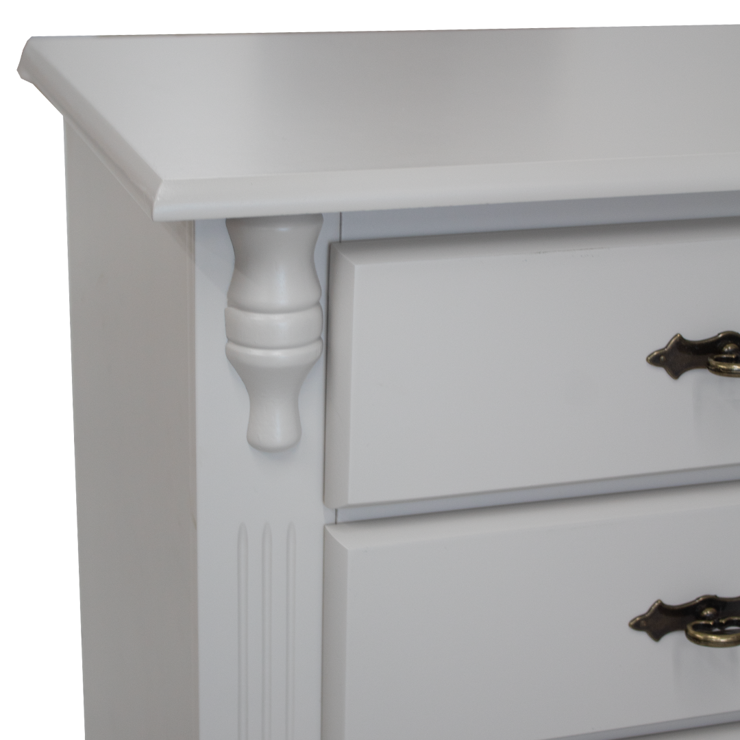 Mesa de Cabeceira Rústica Linz 60404 4 Gavetas Off White