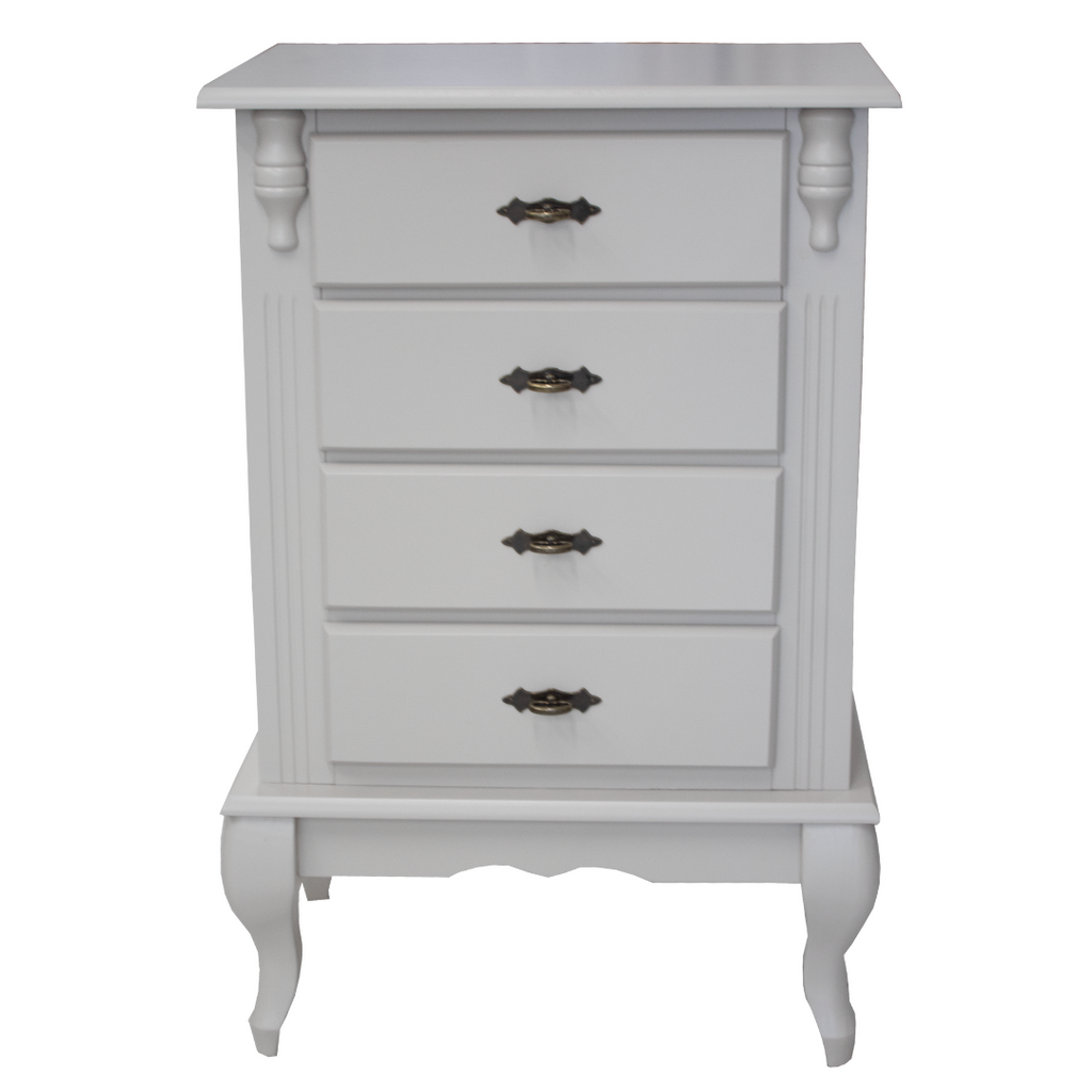 Mesa de Cabeceira Rústica Linz 60404 4 Gavetas Off White