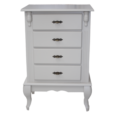 Mesa de Cabeceira Rústica Linz 60404 4 Gavetas Off White