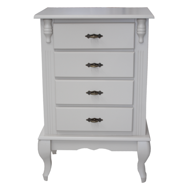 Mesa de Cabeceira Rústica Linz 60404 4 Gavetas Off White