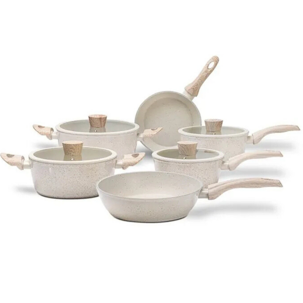 Jogo de Panelas Ceramic Life Brinox 6 Peças Indução Sirius Vanilla