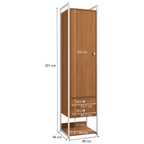 Armário Industrial Closet LI051 Kappesberg 48cm 1 Porta 2 Gavetas  Canela e Branco
