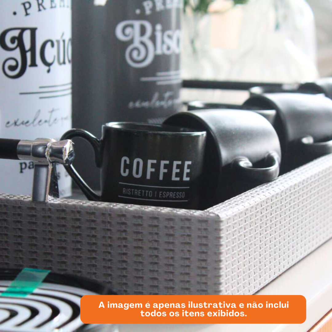 Jogo de Xícara Café  de Porcelana Etilux Manhattan 6 Peças Preto