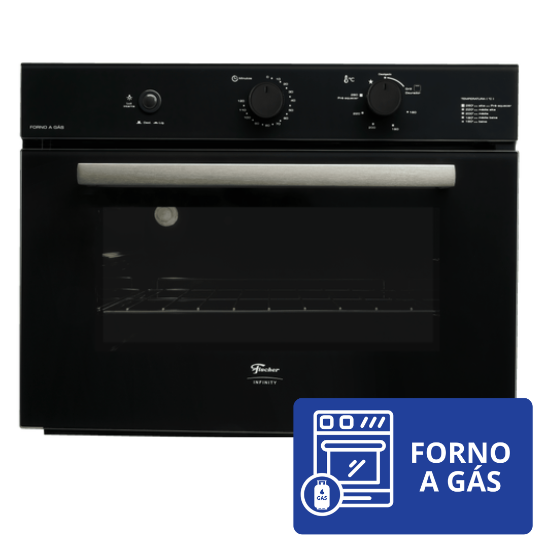 Forno de Embutir a Gás Fischer 50L Infinity com Grill Preto 220V