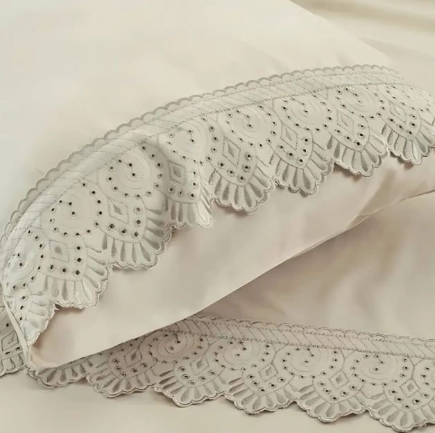 Jogo de  Roupa de Cama Casal  4 Peças  Hedrons Toque de Algodão Rendas Antílope