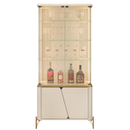 Cristaleira Liara DJ Móveis 80cm 4 Portas com LED Off White com Dourado