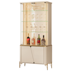 Cristaleira Liara DJ Móveis 80cm 4 Portas com LED Off White com Dourado