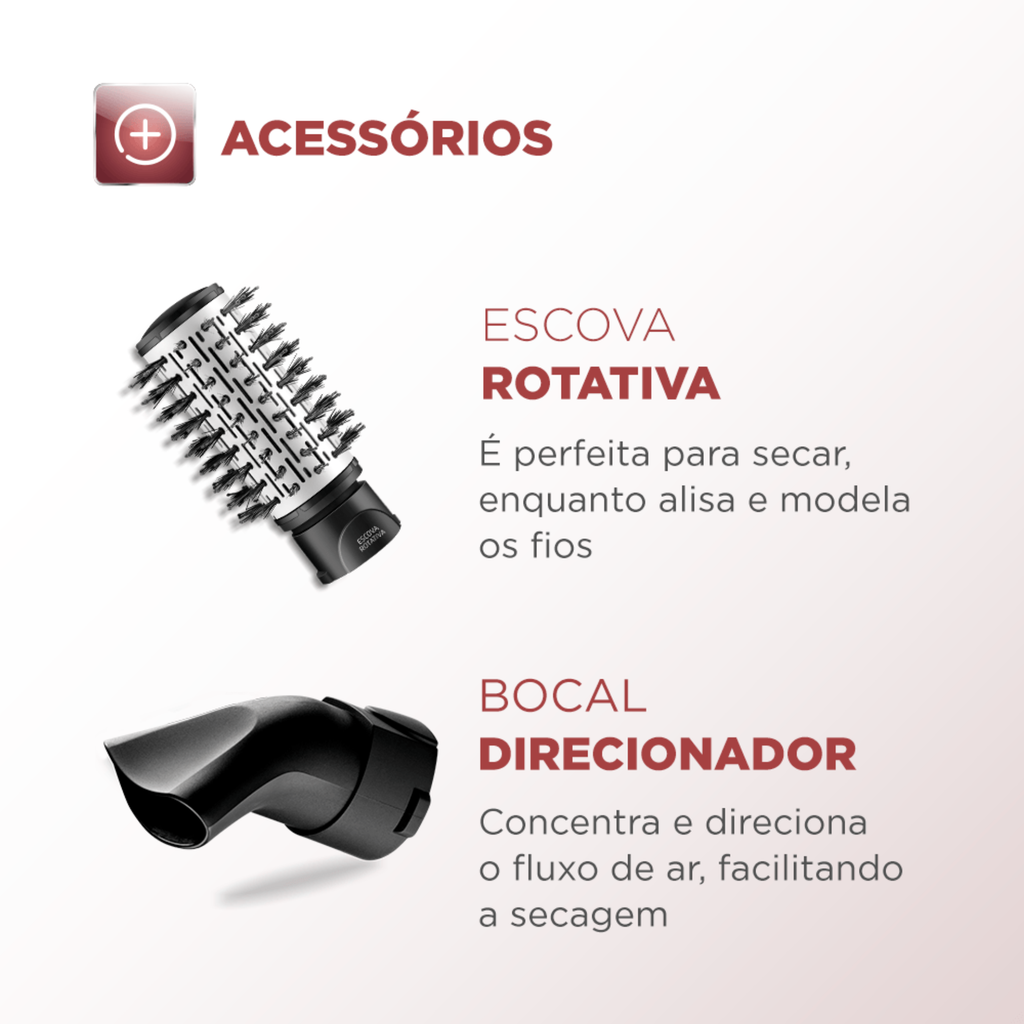 Escova Rotativa Mondial Golden 5 em 1 1200W Black Rose 220V