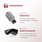 Escova Rotativa Mondial Golden 5 em 1 1200W Black Rose 220V