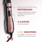 Escova Rotativa Mondial Golden 5 em 1 1200W Black Rose 220V
