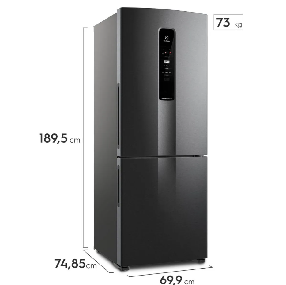 Refrigerador Electrolux 490L IB7B Inverter Duplex Efficient AutoSense Inverse Preto 220V