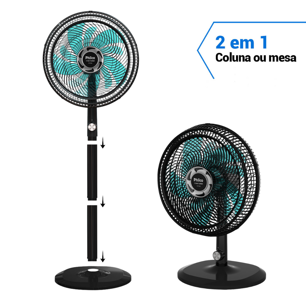 Ventilador de Coluna e Mesa Philco Maxx Force PVT466 Preto 220V