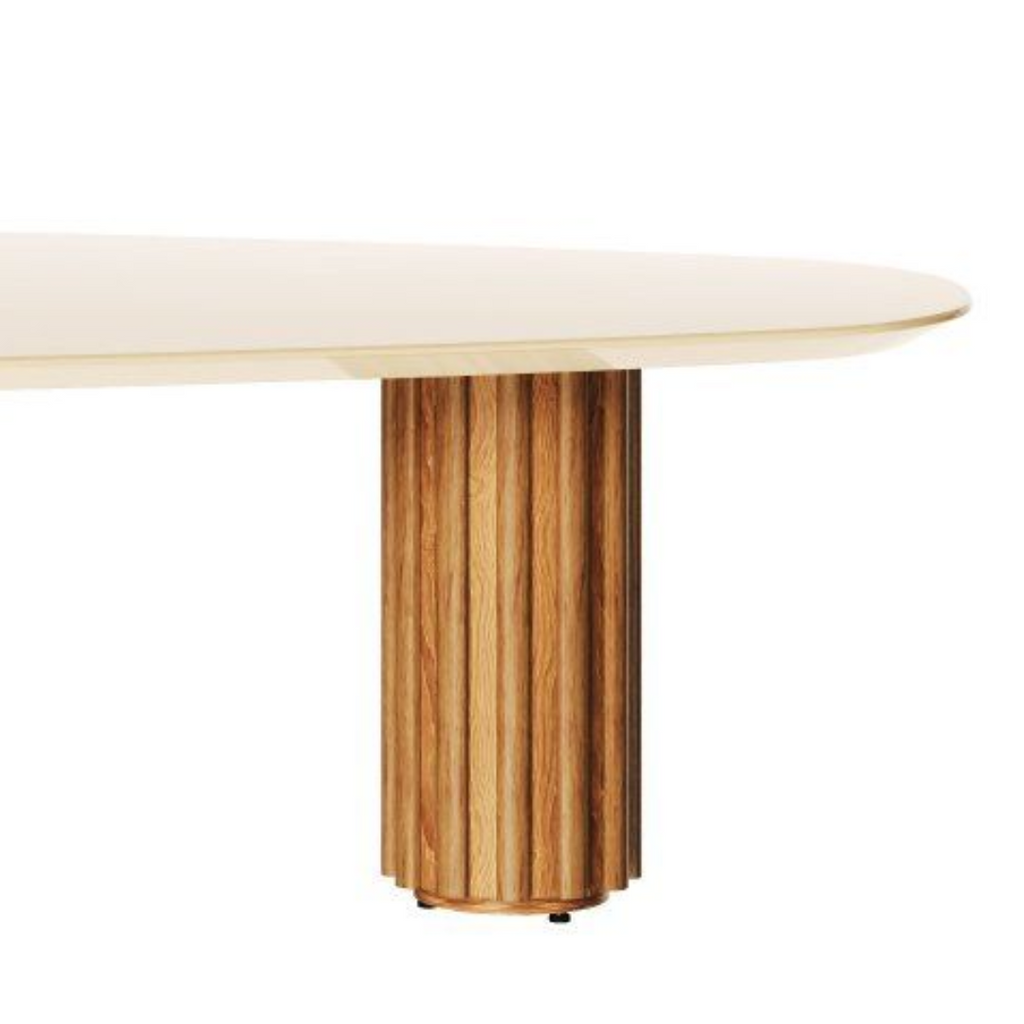 Mesa de Centro Living Orgânica Imcal 120x37 Pé Ripado Off White