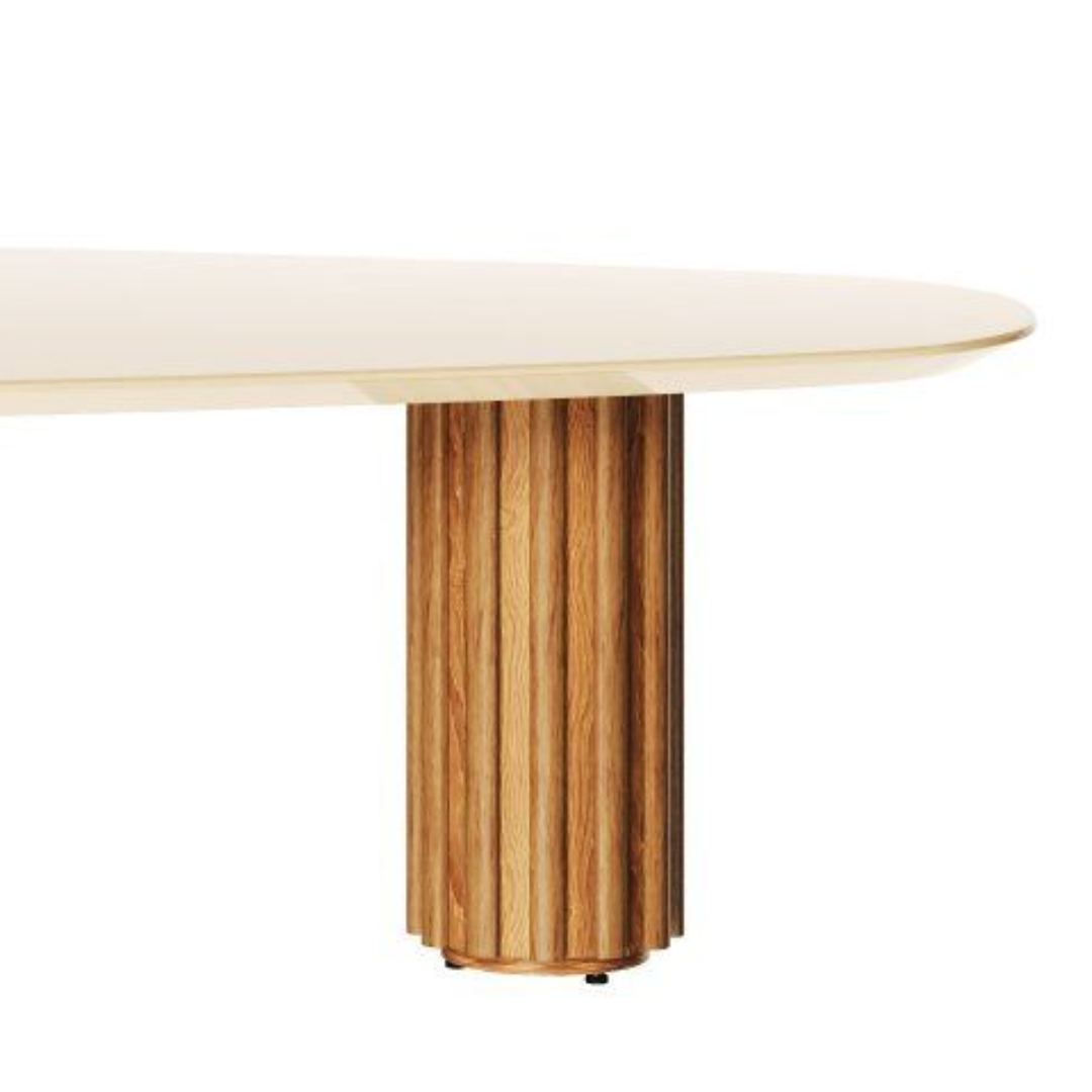 Mesa de Centro Living Orgânica Imcal 120x37 Pé Ripado Off White