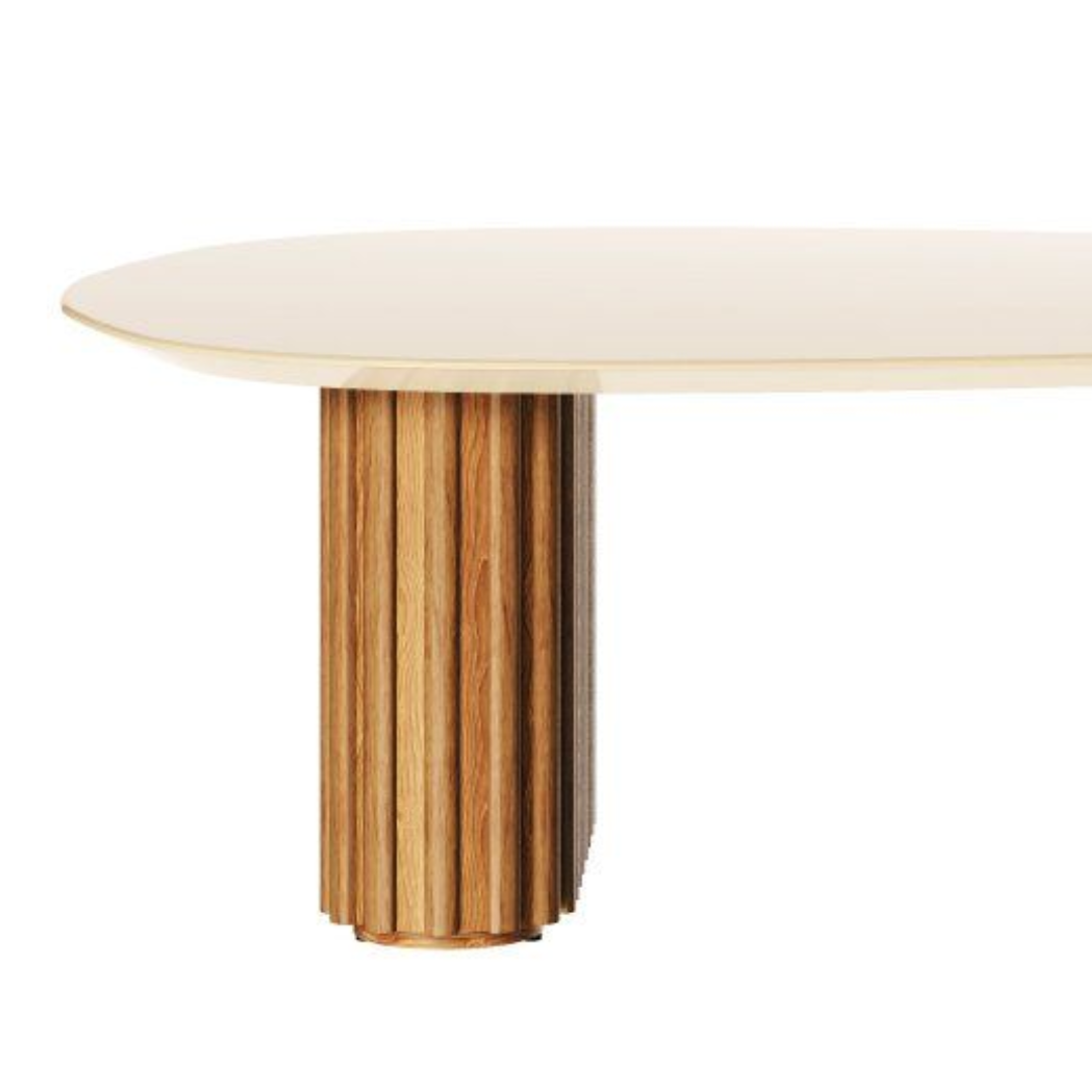 Mesa de Centro Living Orgânica Imcal 120x37 Pé Ripado Off White
