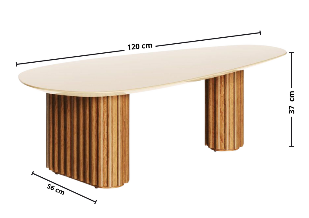 Mesa de Centro Living Orgânica Imcal 120x37 Pé Ripado Off White
