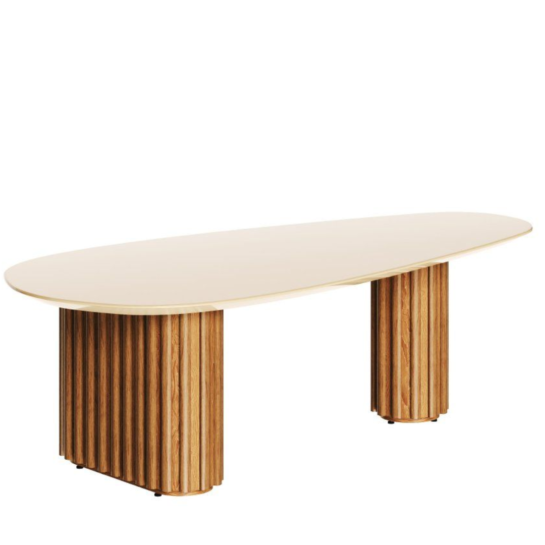 Mesa de Centro Living Orgânica Imcal 120x37 Pé Ripado Off White